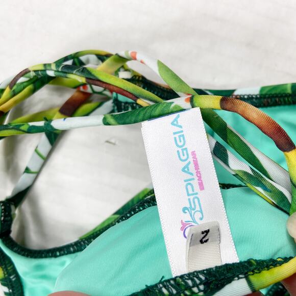 NEW Girls Swimsuit‎ Two Piece Avocado Green Size 2 Spiaggia Beachwear - Picture 6 of 7